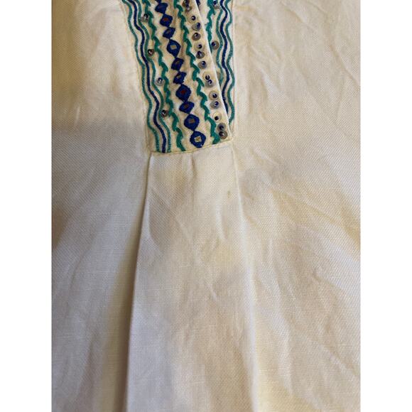 Tommy Bahama Linen Cotton Blend Embroidered Tunic Style Mini Tank Dress Medium - Picture 12 of 12